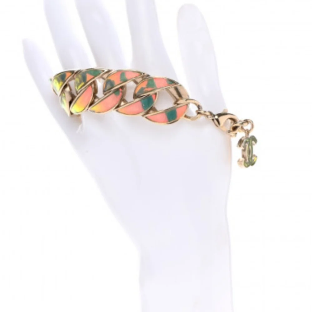 CHANEL IRIDESCENT CHUNKY CHAIN LINK BRACELET - Picture 2 of 7